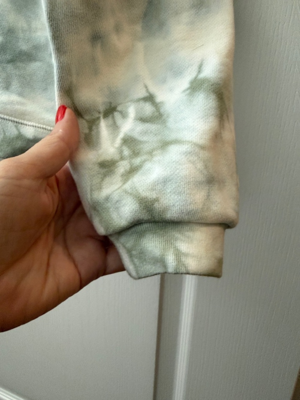 Madewell Tie-Dye Crewneck Sweatshirt in White and Sage Green - Picture 3 of 5